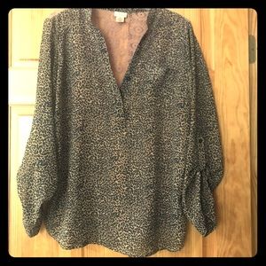 Daytrip Leopard and Lace 3/4 length top